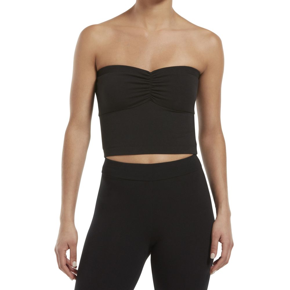 Hue Women's Ruched Blackout Cotton Midriff Bandeau Tube Halter Top
